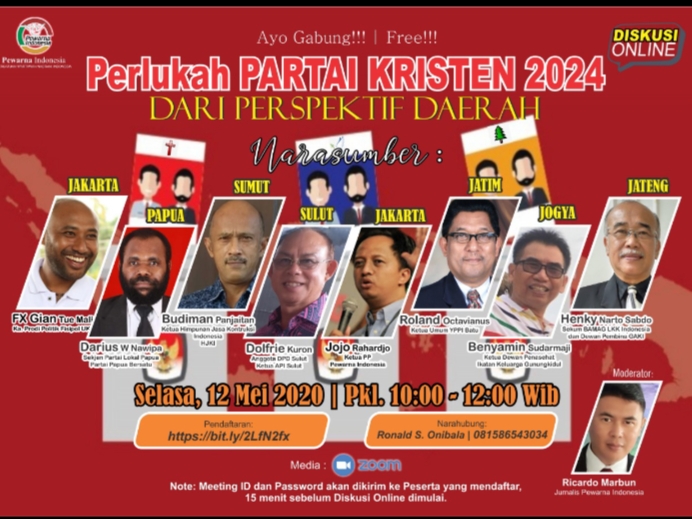 Diskusi Daring Ketiga Pewarna Indonesia Bahas Peluang Partai Kristen 2024 Dari Perspektif Daerah